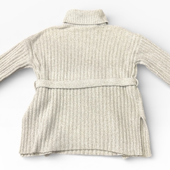 VICI Cream Ribbed Knit Belted Turtleneck Tunic Sweater Women’s Size Medium - Picture 6 of 9